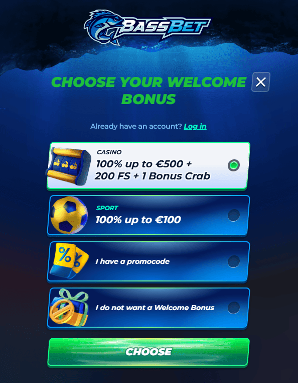 BassBet registration